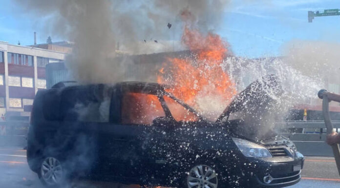 A14 Risch Rotkreuz ZG – Totalschaden nach Motorenbrand