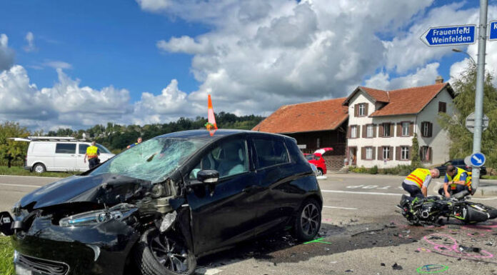 Weinfelden TG – Tödliche Kollision zwischen Auto und Motorrad