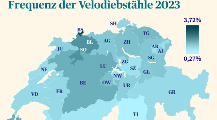 Fahrraddiebstähle haben in der Schweiz zugenommen
